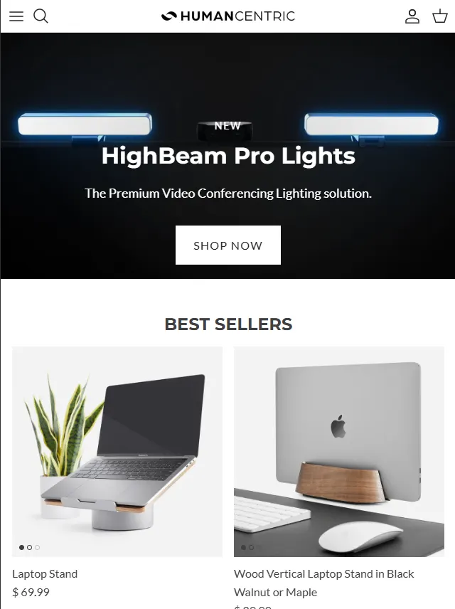 HUMANCENTRIC Shopify storefront