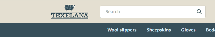Texelana Shopify storefront header and navigation